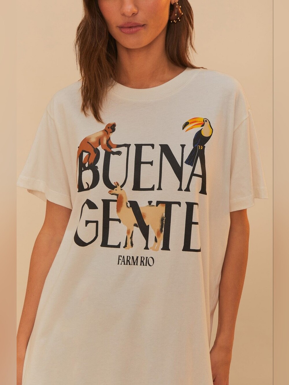 Farm Rio "Buena Gente" White Graphic Tee